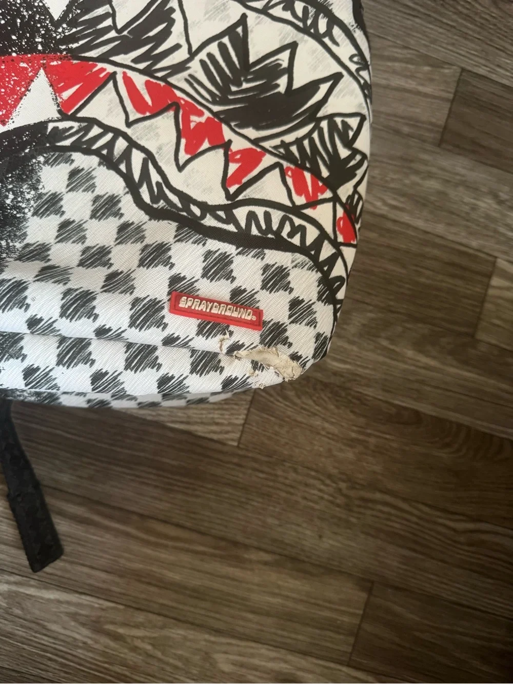 Sprayground Black, White & Red Shark Graphic Backpack